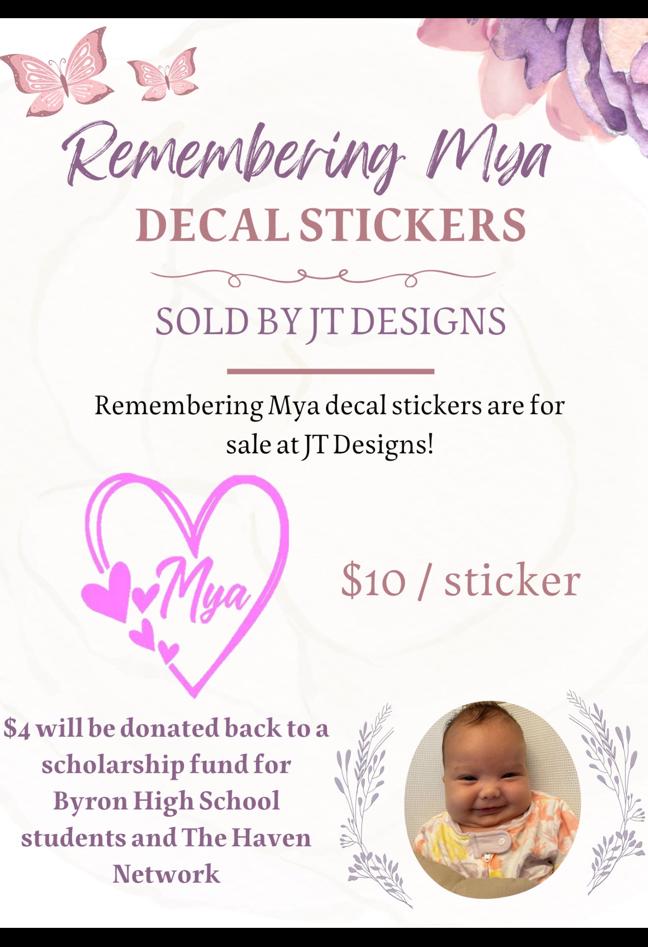 Remembering Mya Car Decal